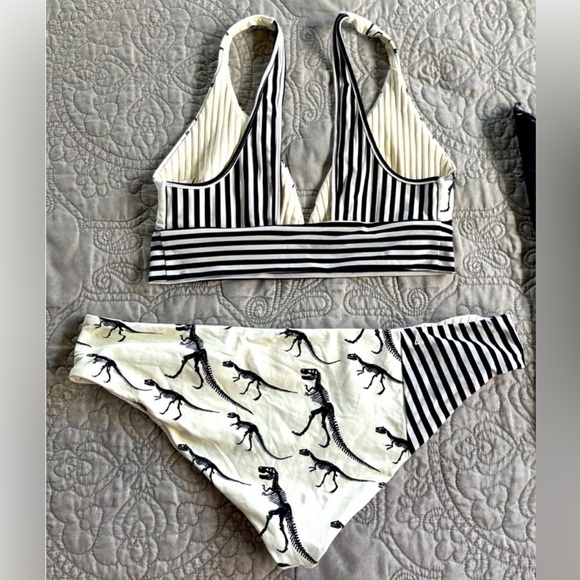 Boys + Arrows Dinosaur Print Bikini - Black and White - Picture 2 of 3